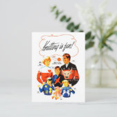 Vintag Retro Frauen 60er Knitting ist Spaß! Postkarte (Stehend Vorderseite)