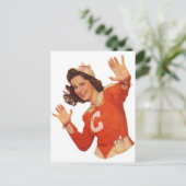 Vintag Retro Frauen Kitsch Rauchen Cheerleader Postkarte (Stehend Vorderseite)