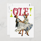 Vintag Retro Frauen Spainish Flamenco Tänzer Ole! Postkarte (Vorne/Hinten)