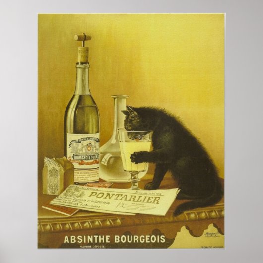 Vintag Retro French Absinthe Bourgeois Black Cat Poster (Vorne)