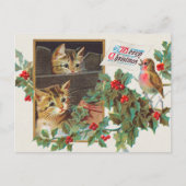Vintag Retro Frohe Weihnachten Niedliche Katzen Bi (Vorderseite)