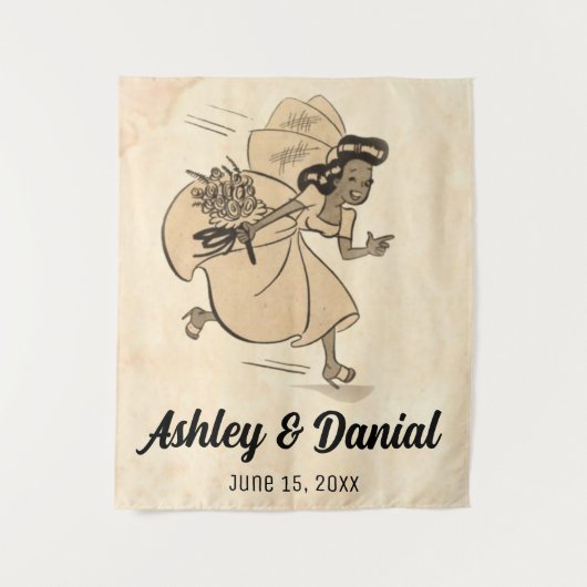 Vintag Retro Funny Bride 50er Style Wedding Wandteppich (Vorderseite)