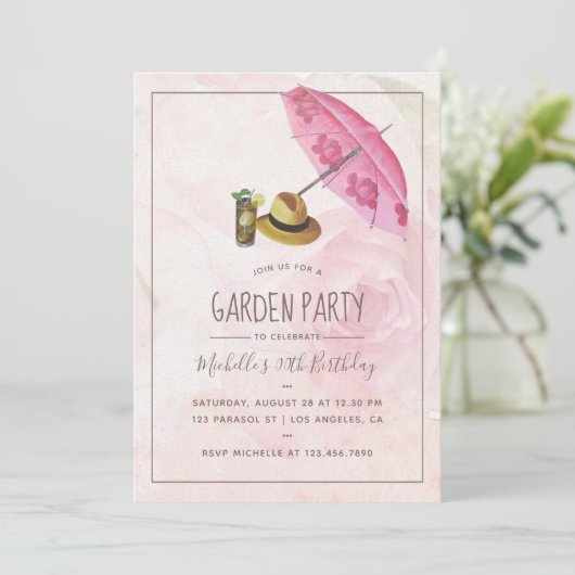 Vintag Retro Garden Party Einladung (Stehend Vorderseite)