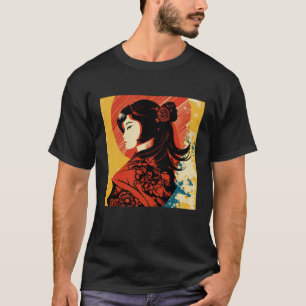 Vintag Retro Geisha Kimono Japanisch Samurai Femal T-Shirt