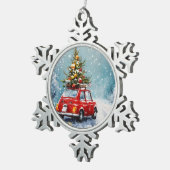 Vintag Retro Gemütliche Weihnachten Schneeflocken Zinn-Ornament (Rechts)