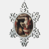 Vintag Retro Gemütliche Weihnachten Schneeflocken Zinn-Ornament (Rechts)