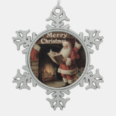 Vintag Retro Gemütliche Weihnachten Schneeflocken Zinn-Ornament (Vorderseite)