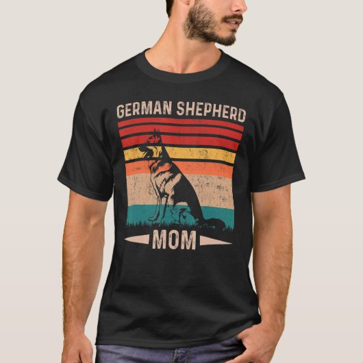 Vintag Retro German Shepherd Mama Muttertag T-Shirt (Vorderseite)