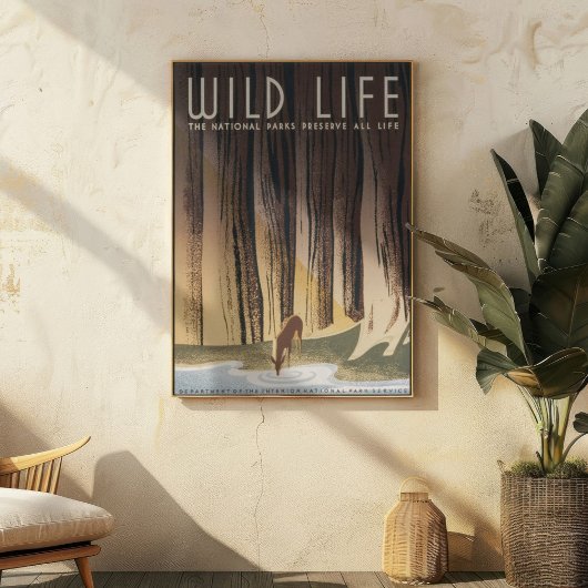 Vintag Retro Grand Wild Life Nationalpark Poster