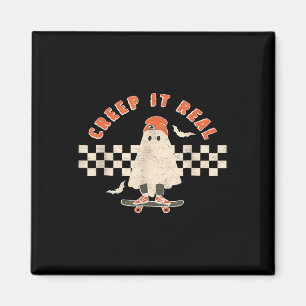 Vintag Retro Halloween Creep It Real Ghost Boy Fan Magnet