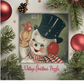 Vintag Retro Happy Snowman Holiday Puzzle