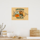 Vintag Retro Happy Thanksgiving Pumpkins Holiday Poster (Küche)