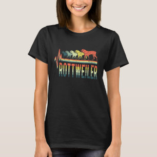 Vintag Retro Heartbeat Word Rottweiler Hund Tier T-Shirt