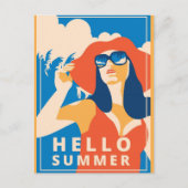 Vintag Retro Hello Summer Postcard Postkarte (Vorderseite)