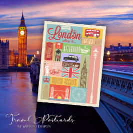 Vintag Retro Herzlich willkommen bei London Travel Postkarte