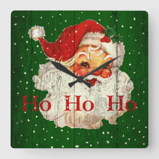 Vintag Retro Ho Ho Ho Santa Claus Clock Quadratische Wanduhr