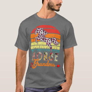 Vintag Retro Horse Oma Blume Leopard Pferd T-Shirt