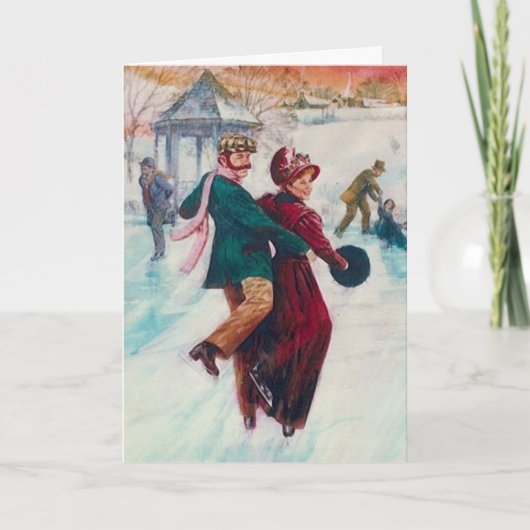 Vintag Retro Ice Skaten Weihnachten (Vorderseite)