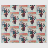 Vintag Retro Ice Skaten Weihnachten Geschenkpapier (Flach)