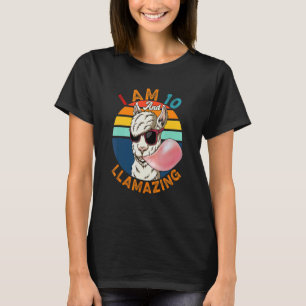 Vintag Retro Ich bin 10 und Llamazing Lama Sungass T-Shirt