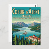 Vintag Retro Idaho Lago Coeur d'Alene Postcard Postkarte (Vorne/Hinten)