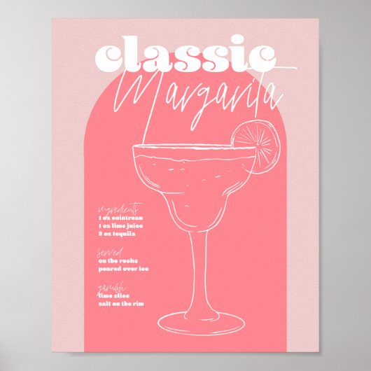 Vintag Retro Inspiriert Classic Margarita Rezept P Poster (Vorne)