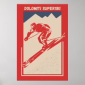 Vintag Retro Italienisches Skigebiet Dolomiti Supe Poster (Vorne)