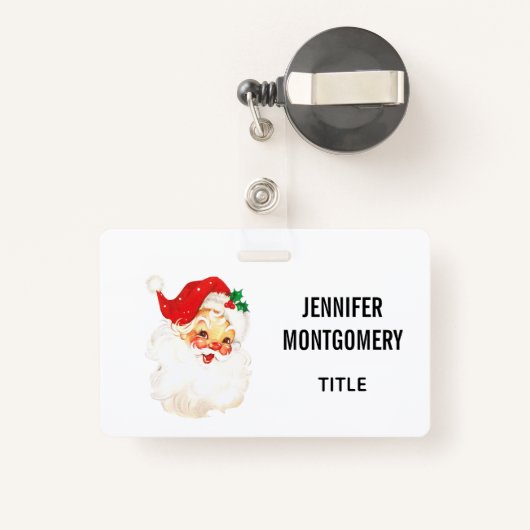 Vintag Retro Jolly Old Santa Claus Weihnachten Ausweis (Rückseite mit Rechteck)