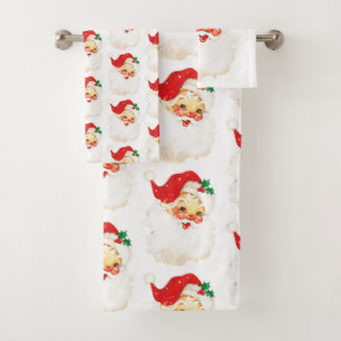Vintag Retro Jolly Old Santa Claus Weihnachten Badhandtuch Set