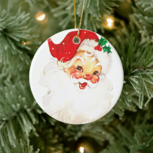 Vintag Retro Jolly Old Santa Claus Weihnachten Keramik Ornament