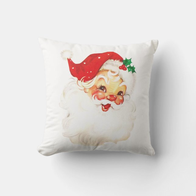 Vintag Retro Jolly Old Santa Claus Weihnachten Kissen (Vorderseite)