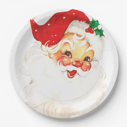 Vintag Retro Jolly Old Santa Claus Weihnachten Pappteller (Vorderseite)