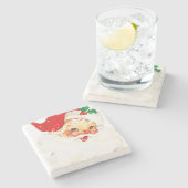 Vintag Retro Jolly Old Santa Claus Weihnachten Steinuntersetzer (Seitenansicht)