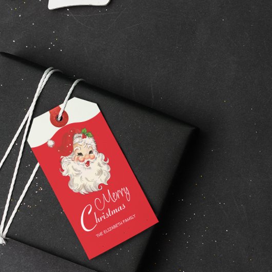 Vintag Retro Jolly Santa Claus Weihnachten Geschenkanhänger