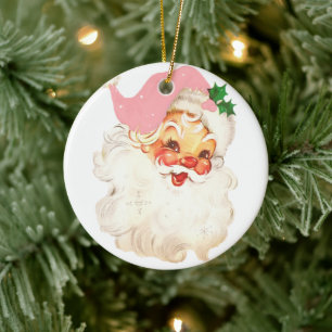 Vintag Retro Jolly Santa Claus Weihnachten Keramik Ornament