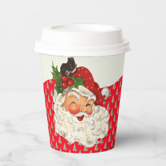 Vintag Retro Jolly Santa Claus Weihnachten Pappbecher