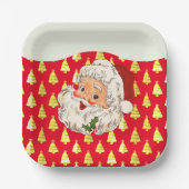 Vintag Retro Jolly Santa Claus Weihnachten Pappteller (Vorderseite)