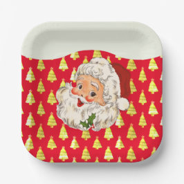 Vintag Retro Jolly Santa Claus Weihnachten Pappteller