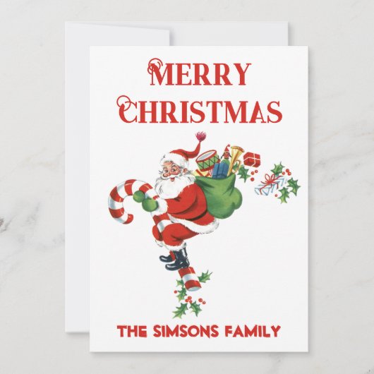 Vintag Retro Jolly Santa Merry Weihnachten (Vorderseite)