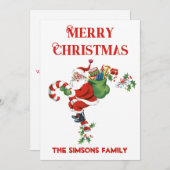 Vintag Retro Jolly Santa Merry Weihnachten (Vorne/Hinten)