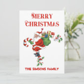 Vintag Retro Jolly Santa Merry Weihnachten (Stehend Vorderseite)