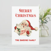 Vintag Retro Jolly Santa Merry Weihnachten (Stehend Vorderseite)
