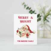Vintag Retro Jolly Santa Merry Weihnachten (Stehend Vorderseite)