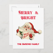 Vintag Retro Jolly Santa Merry Weihnachten (Vorne/Hinten)