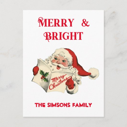 Vintag Retro Jolly Santa Merry Weihnachten (Vorderseite)