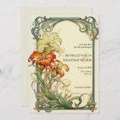Vintag Retro Jugendstil Botanisch Save the Date Einladung (Vorne/Hinten)