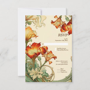 Vintag Retro Jugendstil Botanische UAWG RSVP Karte