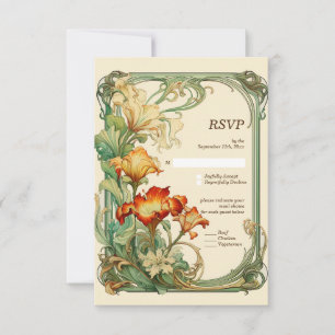 Vintag Retro Jugendstil Botanische UAWG RSVP Karte