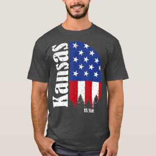 Vintag Retro Kansas American Flag 4. Juli Pat T-Shirt