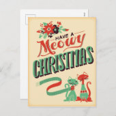 Vintag Retro Kätzchen Weihnachten Postkarte (Vorne/Hinten)